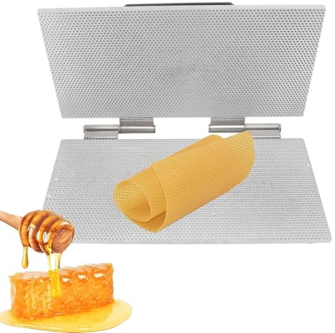 OUHKDM Mittelwandform aus Bienenwachs, 220 x 420 mm Bienenwachs-Prägemaschine, Wabenpresswerkzeug mit 4,9 mm/5,3 mm Zellengröße für Imkereibedarf(5.3MM)