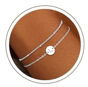 Fezodo Einschulung Geschenk - Armband mit Buchstaben für Frauen Mädchen | Vergoldet/Versilbert Armband Hypoallergen Armbänder Geburtstagsgeschenk Geschenke für Frauen Mädchen Kinder Schmuck