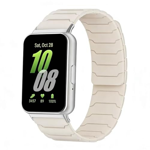 Koelaa Magnetiskt sportklockarmband i silikon, kompatibel med Samsung Galaxy Fit 3 – mjukt andningsbart justerbart ersättningsband, fitnessarmband för män kvinnor – stjärnljus