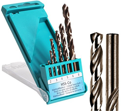 6Pc Professional Heller Hss-Co Cobalt Metal Drill Bit Set (2mm - 8mm)