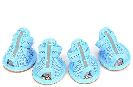 Zunea Sommer-Hundeschuhe für heiße Bürgersteige, atmungsaktive Mesh-Sandalen Welpen, Anti-Rutsch-Potenschutz, verstellbar, reflektierend, für kleine Haustiere, Hunde, Katzen, Chihuahua, Blau, XL