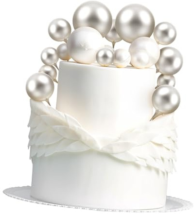NUOBESTY 12Pcs Silver Ball Cake Toppers - Foam Sphere Cake Decorations for Birthday, Party, Cupcakes, Ice Cream, and More