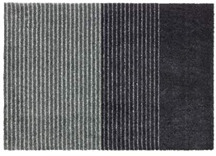 Rutschfeste Fußmatte Indoor - Streifen anthrazit-grau 50x70cm (Rechteckig) | Eingangsbereich Fussmatte innen Schmutzfangmatte pflegeleicht Sauberlaufmatte robust Türmatte Haustür waschbar bei 30°C