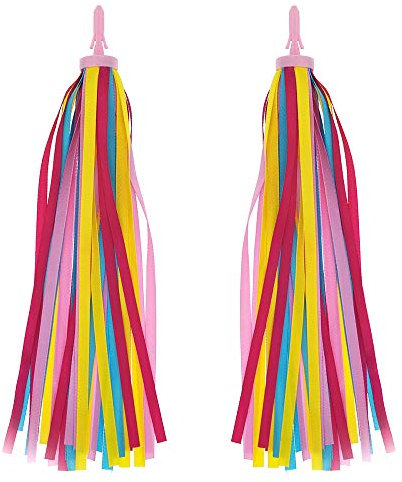Serpentinas de Manillar de Bicicleta,2 Pack Colore Borlas de Bicicleta Scooter Cintas de Ninos Bike Handlebar Streamers para Infantil Bebé Niña 27cm Rojo Amarillo Rosa Azul