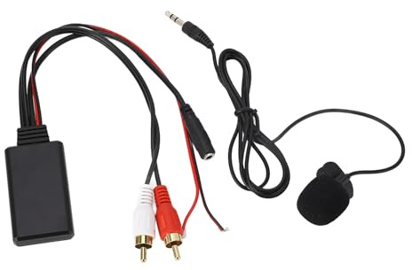 Qiilu Module AUX Bluetooth Adaptateur de câble 2 avec Microphone Mains Libres Adaptateur de câble ABS AUX in pour Alpine pour Pioneer Noir