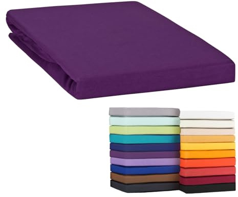 Moon - Lenzuolo con angoli elasticizzati, 140 x 200 – 160 x 220 cm, jersey 100% cotone (viola)