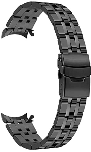 Kai Tian Premium Poliert Gebürstet Zweifarbig 20mm Edelstahl Uhrenarmband Schwarz Konisch Gebogene Enden Band Für Männer Frauen