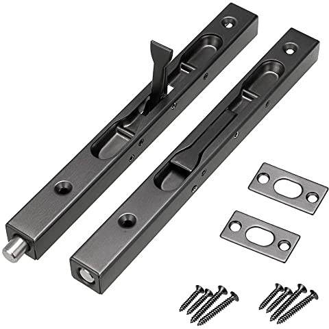 Ianulus 2 Piezas Cerrojo de Puerta de Acero Inoxidable, Pestillo de Puerta Oculto, Cerradura de Puerta Oculta, Perno de Puerta Oculto de Acero Inoxidable para Puertas Compuestas, Puertas Dobles(Negro)
