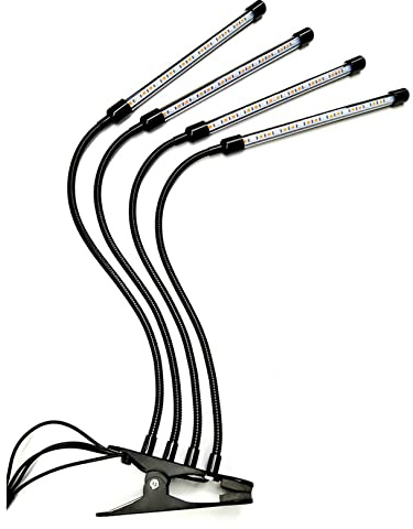 MXXHFC Lampes de Croissance, Lampe à Spectre Complet à 4 têtes avec minuterie et Clip réglable, 9 Modes à intensité Variable, Lampe à 80 LED pour Culture hydroponique