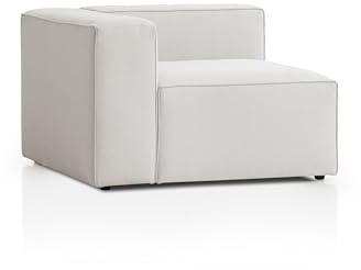 Traumnacht Genua Modular Sofa, individuell kombinierbare Wohnlandschaft, Sitzelement mit Armteil, rechts - strapazierfähiges Möbelgewebe, produziert nach deutschem Qualitätsstandard, weiß