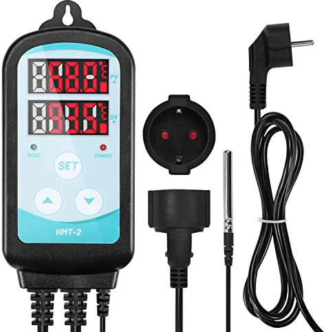 Tubiaz Temperaturregler mit fühler,230V Thermostate Er ist Plug and Play,Heizen Kühlen Temperaturschalter für Aquarium Terrarium Gewächshäusern