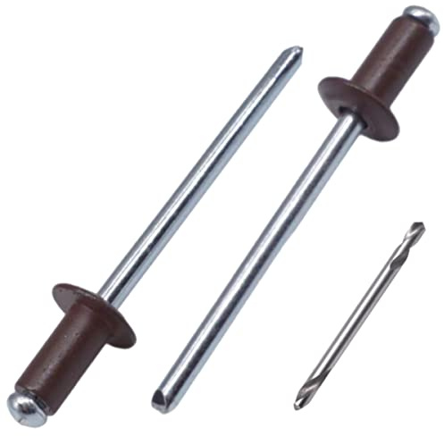 SKIR'CO (100 Stück) Blindnieten lackiert 3,2 x 8 mm, Aluminium Popnieten, Bohrer enthalten (Schokobraun RAL 8017)