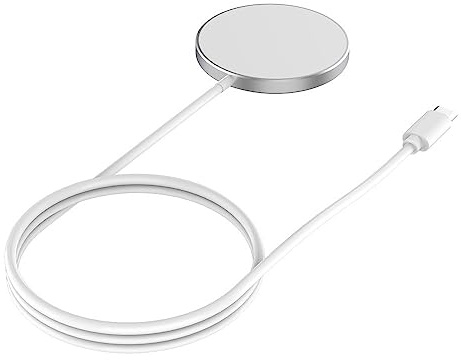 JOBY Chargeur sans Fil Aimanté, Chargeur Induction Compatible avec MagSafe, Technologie Qi, Charge Rapide de 15W, Compatible avec iPhone et Les Smartphones Android, Câble USB-C de 1m, Gris