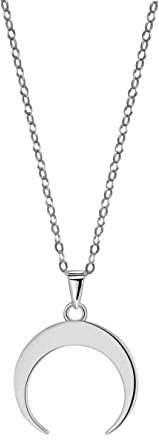 Edellis Damen Halskette mit Sichel Mond Anhänger in 925 Sterling Silber 42 cm +3 cm Verlängerung, Frauen Schmuck (Silber)