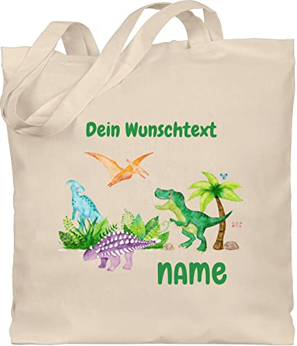 Geschenk mit Namen personalisiert by Shirtracer - Baumwolltasche - Tiere - Dino Dinos Dinosaurier