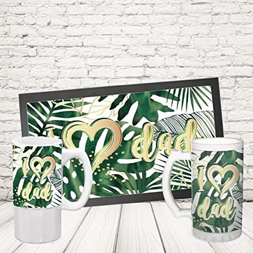 Kit Barman COPPIA TAPPETINO per BANCONE da BAR PIÙ BOCCALE ” I LOVE DAD NATURE “ Bicchiere BIRRA IN CERAMICA O VETRO SATINATO PERSONALIZZABILE idea regalo per Papà