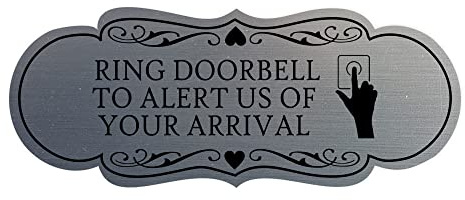 Signs ByLITA Designer Ring Doorbell to Alert Us of Your Arrival Sign (Brushed Silver) - Medium