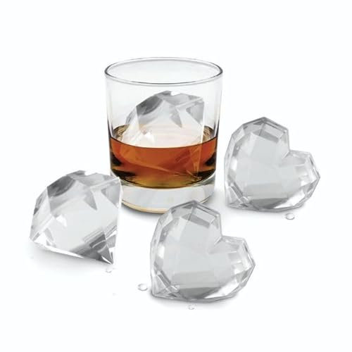 Tovolo Set di 4 stampi per ghiaccio a forma di cuore (2) e diamante (2)/a lenta fusione, senza perdite, riutilizzabili e senza BPA/ideali per whisky, cocktail, caffè, bibite, bevande divertenti e