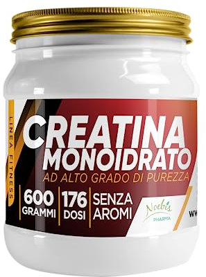 Creatina Monoidrato 600 Grammi - 176 Dosi - 100% Polvere pura - Solubilità ottimale - Senza additivi - Gusto Neutro - Creatine per Crescita Massa Muscolare, Forza e Resistenza - Integratore Alimentare