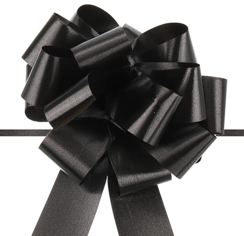 sourcing map 20 Stück Große Geschenkschleife, Ziehschleife ø 12cm Dekoschleifen für Auto Dekor geschenkdekoration Hochzeit Geburtstag Weihnachten (Schwarz)