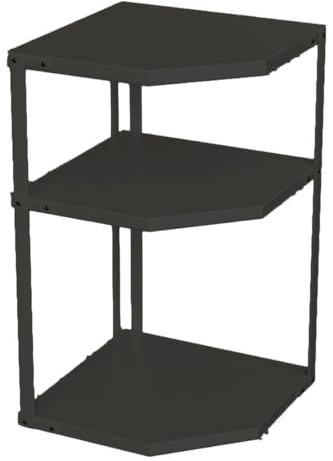 Kök Liten Hörnhylla Fläktformad Utrymmesbesparande Stabil Kolstål Köksredskapsställ för Kastruller (3 lager svart 27x27x45,5cm)