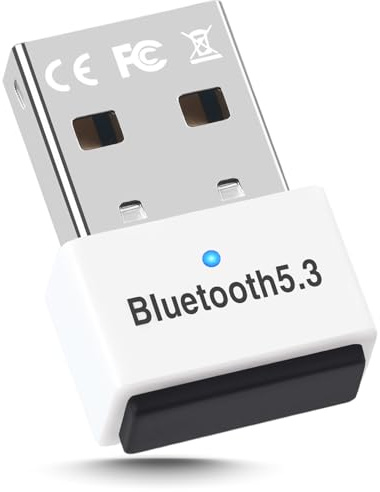 GAROGYI USB Bluetooth 5.3 Adapter for PC Supports Windows 11/10/8.1/7,Plug &Play For Win11/10, Mini 5.3+EDR Bluetooth Dongle Receiver&Transmitter for PC,Laptop,Keyboard,Mouse,Headsets,Speakers (White)