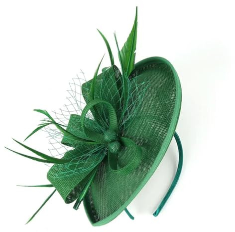PJQUEKAIPJ Fascinator-Hut für Damen, Sinamay-Feder, Teeparty, Pillbox, Blume, Derby