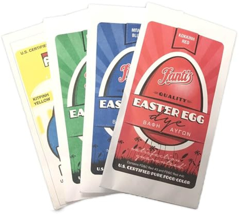 Generic Fantis Traditional Greek Easter Egg Dyes - Four Colors Red, Yellow, Blue, Green, Mixed