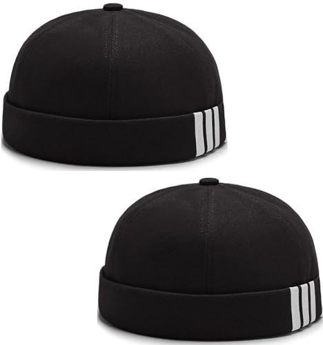 MESU Brimless Docker Cap für Männer Sailor Cap Retro No Brim Hat Skullcap Beanie Hat