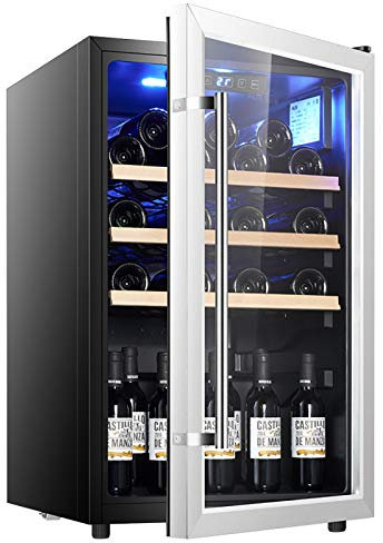 Suuim Enfriador De Vino con Compresor De 30 Botellas, Bodega Independiente Grande para Evitar La Luz Y El Aislamiento Térmico, Diseño De Puerta para Calentar Agua Anticondensación, 160 litros