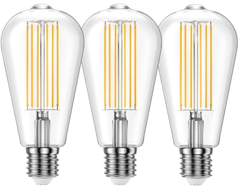 Ankey Ampoule à filament LED E27 ST64 10W 4000K Blanc Neutre 1000LM, Ampoules Rétro Edison Vintage Antique Lampe,Dimmable,Lot de 3