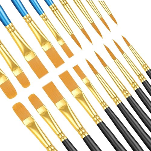Künstlerpinsel, 20 Stück Pinselset, Nylonpinselset Acrylfarben Kunstpinsel,Pinselset-Malen für Aquarell,für Künstler, Erwachsene und Kinder-Blau&Schwarz