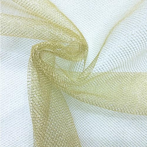 Wambere 1 Yard x 160cm Netztüll Stoffe Netzgewebe Tüllstoff Bekleidungsstoff Dekostoff Tüll Mesh Stoffe Netzstoff für DIY Nähen Basteln Geschenkpaket Hochzeitskleid Schleier Kopfbedeckung,Gold