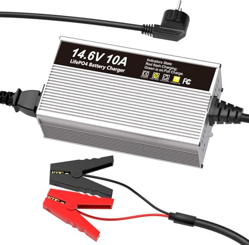 Caricabatterie LiFePO4 da 14,6V 10A per caricabatteria al litio ferro fosfato da 12V (12,8V) con ricarica rapida protegge la batteria