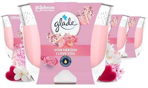 Glade Duft-Kerze im Glas, Von Herzen, 4er Pack (4 x 204 g), bis zu 30 Stunden Brenndauer pro Kerze