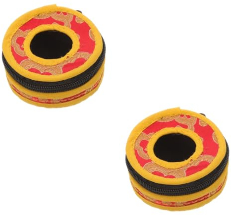 ibasenice 2stücke Finger Cymbals Tasche Mit Reißverschluss Handgefertigte Hülle Für Buddhistisches Glockenspiel Geeignet Für Kleine Fingerbecken Leicht Und Kompakt Für Einfachen