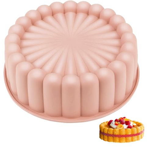 Stampo Silicone Torta, 20cm Stampi in Silicone Rotondi, Stampo Torta Silicone, Stampi per Torta Rotondi Scanalati Teglia Silicone Rotonda Tortiera in Silicone, per Formaggio, Torte Arcobaleno