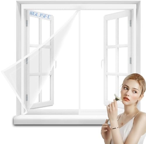Fliegengitter BalkonFenster 135x155cm Magnetischer Fliegenvorhang Moskitonetz, Magnet Fliegenvorhang, für Küche/Wohnzimmer/Schlafzimmer Weiß