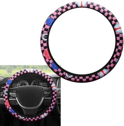 EYVRPAU Universal Winter Lenkradbezug Fell Lenkradhülle Lenkrad Fellbezug Lenkradschoner Lenkrad Uberzug Plüsch Atmungsaktiv Lenkradschutz (36-39cm) (Rosa)