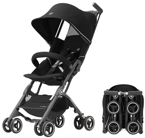 gb Pockit+ All-Terrain, Ultrakompakter, leichter Reisebuggy für Babys und Kleinkinder, Handgepäck-tauglich für Flugreisen, Farbe: Schwarz/Gold