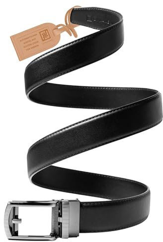 Ledergürtel Herren Schwarz 35 mm Breite, 130 cm Länge, Echtleder mit Automatik-Schnalle, Kürzbar und Langlebig; Edle Geschenkbox für Männer - Herren Gürtel Leder - Belt Men HerrenGürtel Leder Schwarz