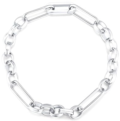 MARLION JEWELS Pulsera de mujer original con eslabones combinados. Pulsera de acero quirúrgico bañada en oro/plata para mujer, niña ideal para regalo. Joyeria.