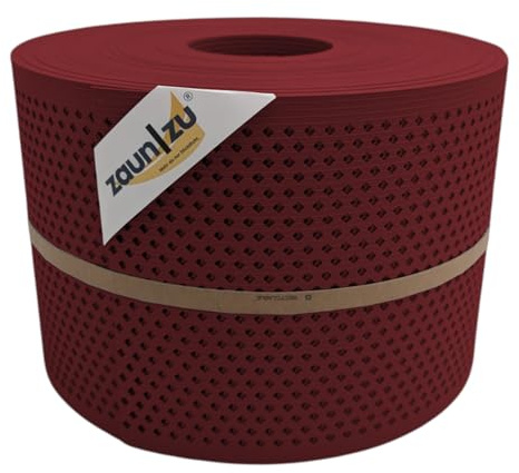 zaun|zu® Rille Sichtschutz Einzelstreifen GELOCHT | gerillte Oberfläche | Quadrat Lochmuster | PP für Doppelstabmatten | Sichtschutz | Polypropylen | Made in Germany Bordeauxrot 50m