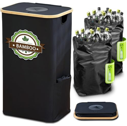 DOKRVLOQ Deposit Bottles Empty Collecting Container Storage Bottle Collector with Hole Kitchen Storage Room Bottle Bag with Removable Waterproof Inner Pocket with 2 Carry Bags