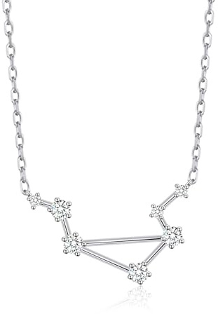 Philip Jones Libra Star Sign Zodiac Constellation Necklace with Zircondia® Crystals
