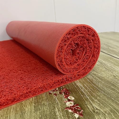 Sol en Caoutchouc Tapis de Drainage en Maille pour Lave-auto, Rouleaux de Revêtement de Sol en Caoutchouc Antidérapants pour Cuisine / Garage, Tapis de Sol Résistant Aux Intempéries pour Bateaux(Red,1