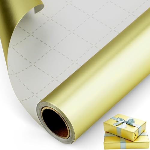 Mbsomnus Geschenkpapier Gold 1200 cm x 43 cm Wrapping Paper Geschenk Papier Geschenkpapier Hochzeit für Geschenkverpackungen Geburtstag Hochzeit Bastelarbeiten Weihnachten Festliche Dekorationen