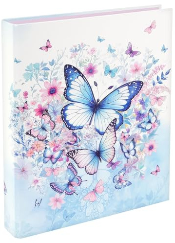 goldbuch 37 155 Ringbuch A4 Schmetterlingsgarten, 26 x 32 x 4 cm, Blau Weiß | Ordner mit 2-Ringmechanik aus Metall, Hefter mit blau-weißem Kunstdruck-Schmetterling Motiv, Stabiler Ringbuchordner DIN A4