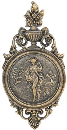 Sungmor Ornate Cast Iron Wall Art Plaque – Classical Woman Relief in French Country Style, Decorative Wall Sculpture - Vintage Hanging Décor for Home, Garden, or Patio – Rustic Gold Finish