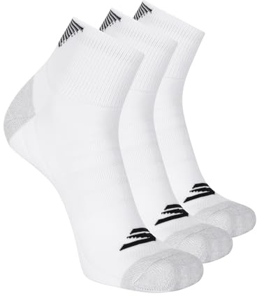Skechers Men's 3-Pack Golf Quarter Crew Socks, White Traditional, 10-13
